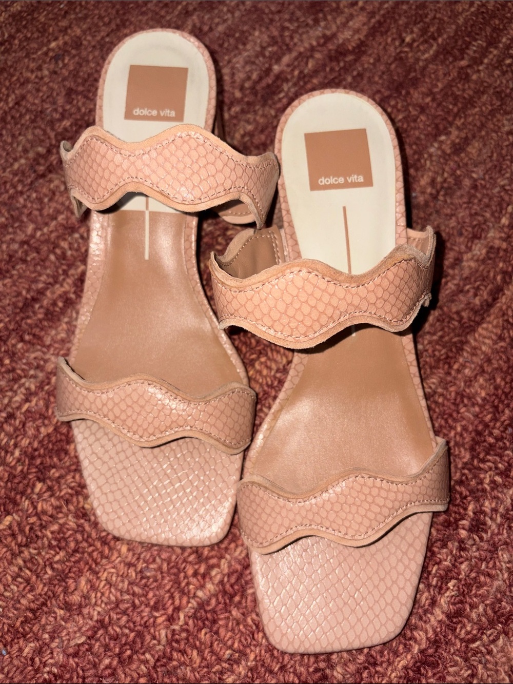 Dolce Vita Blush Wavy Double-Strap Slide Mules
